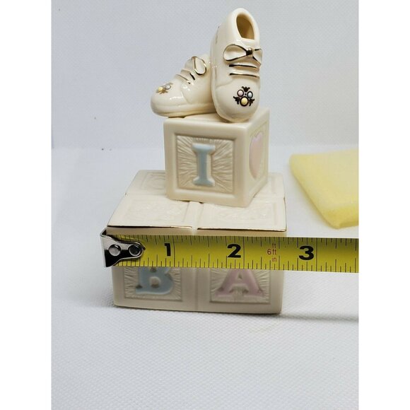 Lenox Porcelain “First Precious Steps” Trinket Box | Baby Blocks & Shoes - Picture 11 of 12